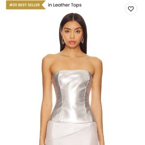 Superdown Silver Fitted Bustier Blouse
